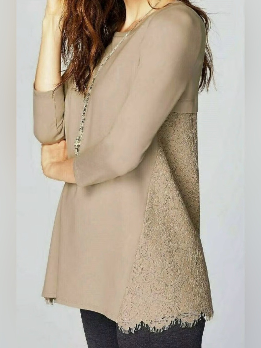 J. Jill Ponte Lace Back Tunic // Sterling Gray // Large // NEW